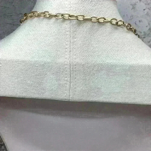 Vintage Stella and Dot Necklace attached Pendants Orange Pink Gold Rhinestones - Picture 3 of 3